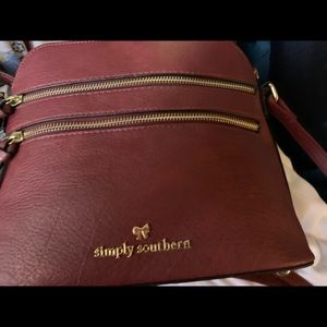 Maroon leather Simply Southern purse